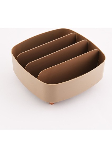 Dört Bölmeli Şık Makyaj ve Takı Organizeri, Kahverengi, Düzenli Saklama Keyfi