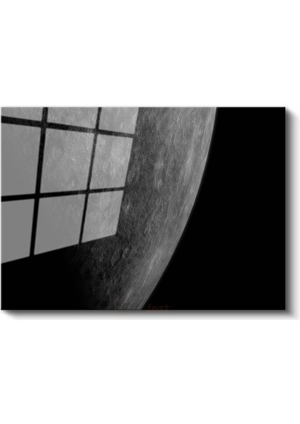 Gezegen Yüzeyi - Kraterli Kozmik Manzara Cam Tablo fiyatları