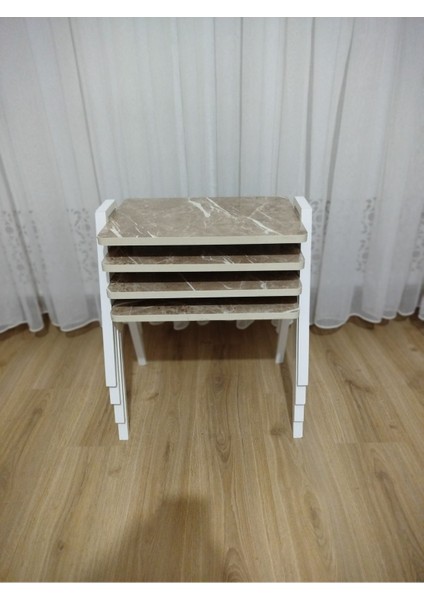 Zigon Sehpa 4'lü Mermer Desenli Tepsi Model fırsatları
