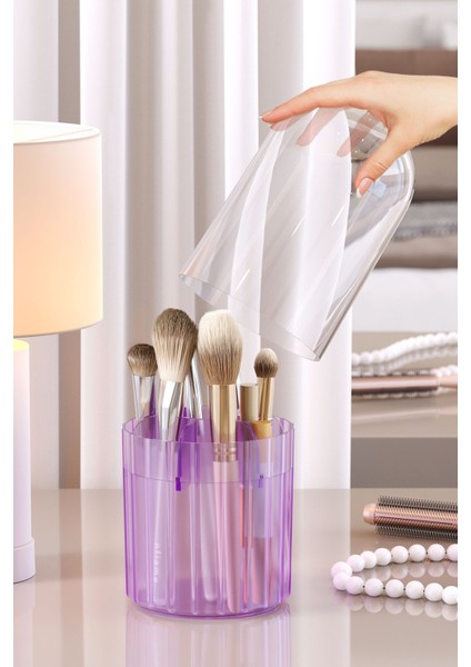 Açık Mor Çok Amaçlı 7 Bölmeli Makyaj ve Ofis Düzenleyici