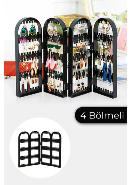 4 Bölmeli Siyah Takı Organizeri, Pratik ve Şık Saklama Çözümü