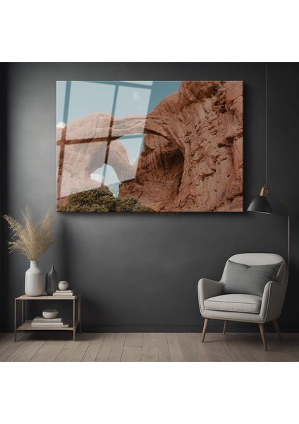 Doğal Kemer - Kızıl Kayalık Oluşum Cam Tablo