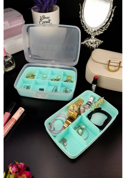 Yeşil 12 Bölmeli 2 Lt Organize Kutu, Şık ve Fonksiyonel Saklama Çözümü modelleri