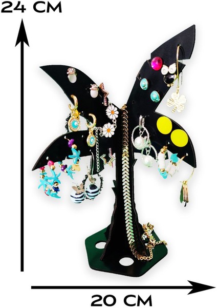 Şık Siyah Palmiye Takı ve Aksesuar Organizeri, Küpe, Kolye, Ruj Düzenleyici indirimleri