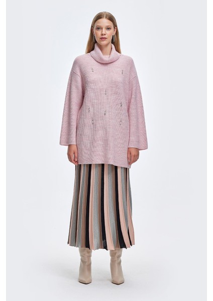 Simli Triko Pilise Etek Pudra