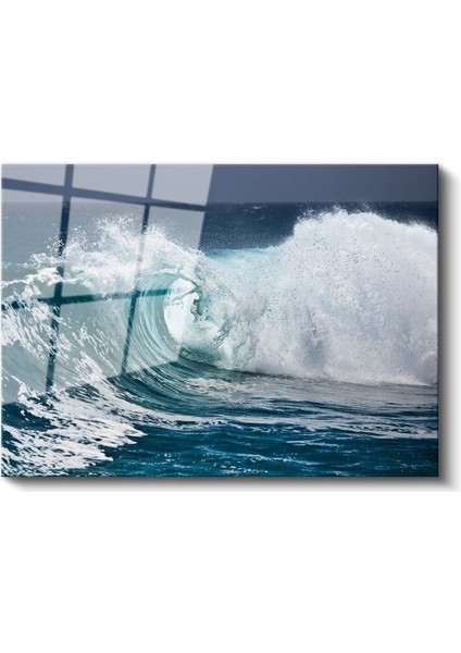 Okyanus Dalgası - Turkuaz Sulardan Yükselen Güç Cam Tablo fiyatları