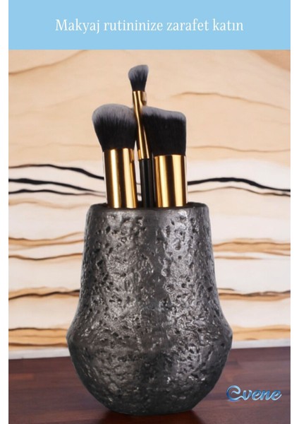 Gümüş Eskitme Makyaj Organizeri ve Fırçalık, Şık ve Pratik Düzenleyici modelleri