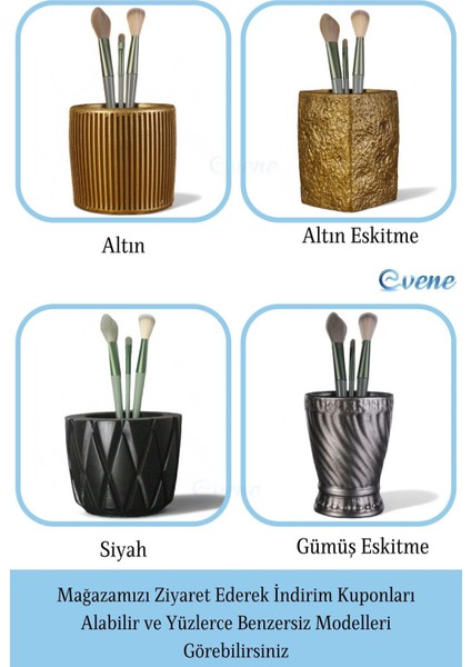 Gümüş Eskitme Makyaj Organizeri ve Fırçalık, Şık ve Pratik Düzenleyici