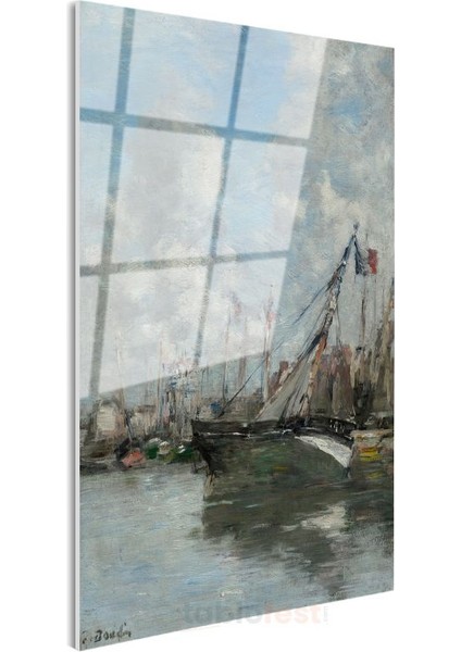 Eugène Boudin - Liman Manzarası Cam Tablo
