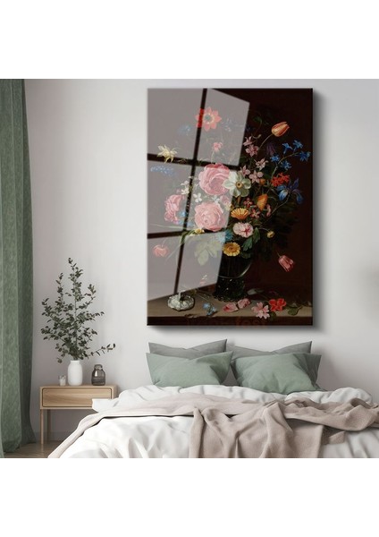 Jan Davidsz De Heem - Çiçek Buketi Cam Tablo