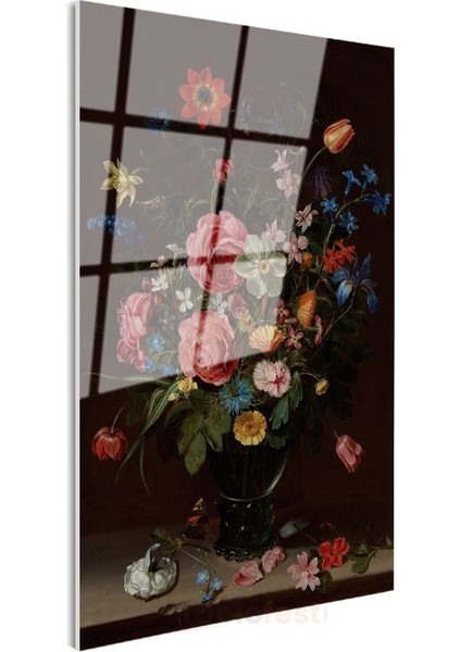 Jan Davidsz De Heem - Çiçek Buketi Cam Tablo