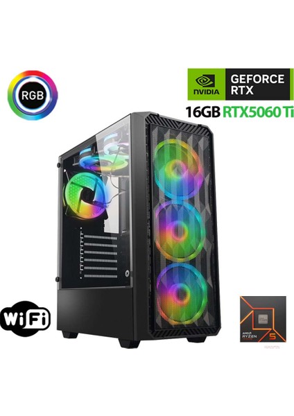 Thunder X800 Ryzen 5 7500F 16GB Ddr5 Ram 1tb M.2 Nvme SSD 16GB RTX5060 Ti Oyuncu Masaüstü Bilgisayarı