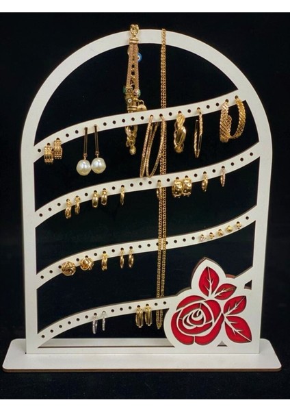 Beyaz Ahşap Küpe ve Takı Standı, Şık ve Işlevsel Organizer fiyatları