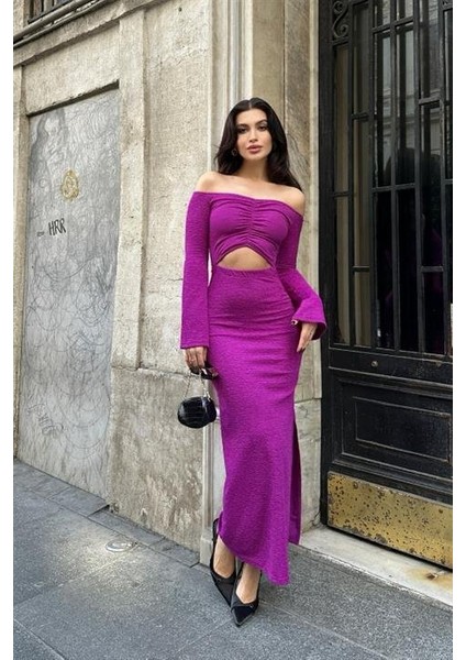 Lita Cut Out Büzgülü Elbise 2715-8