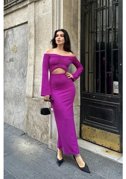 Lita Cut Out Büzgülü Elbise 2715-8 modelleri