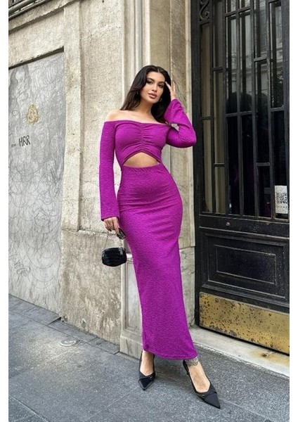 Lita Cut Out Büzgülü Elbise 2715-8 indirimleri