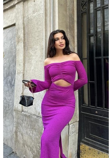 Lita Cut Out Büzgülü Elbise 2715-8