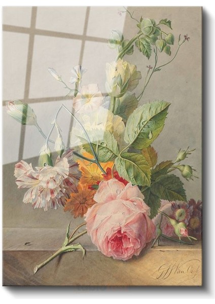 Jan Frans Van Dael - Çiçek Buketi Cam Tablo