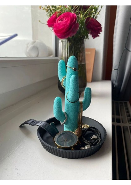 Yeşil Kaktüs Yüzük ve Takı Standı - Dekoratif Organizer, Anahtarlık Alternatifi fiyatları