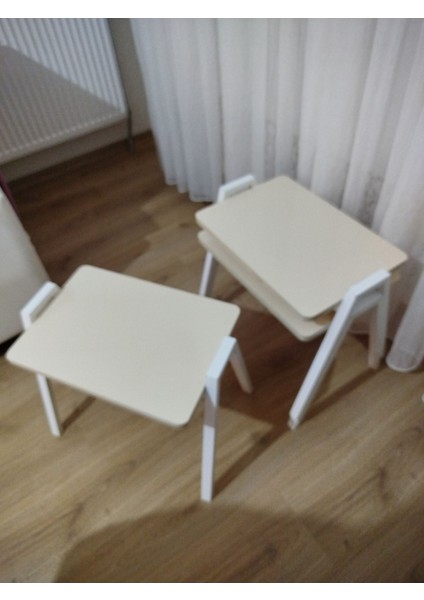 Zigon Sehpa 3'lü Krem Tepsi Model
