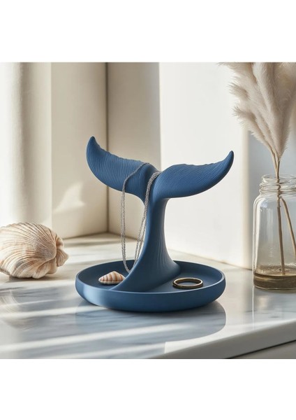 Mor Renkli, 14.5X15 cm Balina Kuyruğu Tasarımlı Şık Takı Düzenleyici