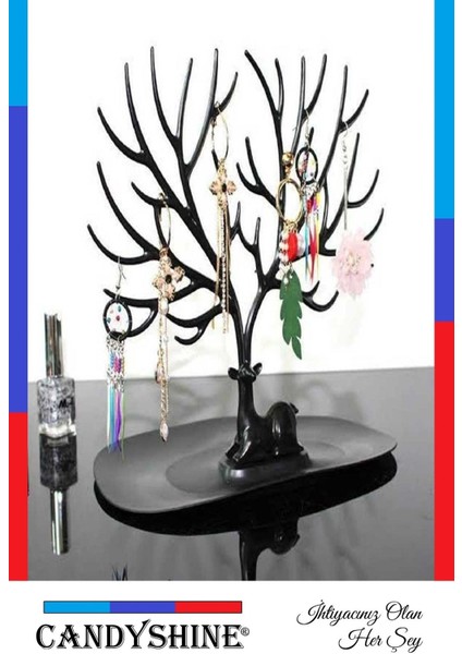 Şık Siyah Geyik Tasarım Takı Düzeni, Yüzük ve Küpe Saklama Alanı fırsatları