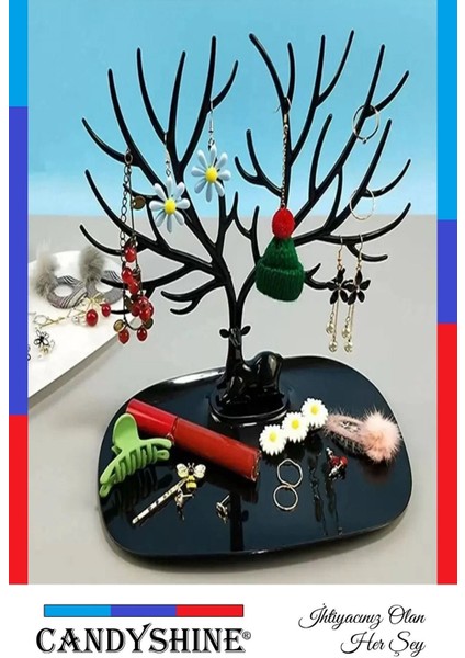 Şık Siyah Geyik Tasarım Takı Düzeni, Yüzük ve Küpe Saklama Alanı indirimleri