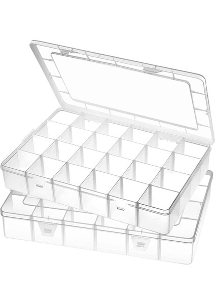 2'li 25 Bölmeli Ayarlanabilir Çok Amaçlı Plastik Organizer Beyaz