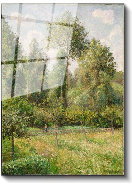 Camille Pissarro - Yeşil Çayır Cam Tablo