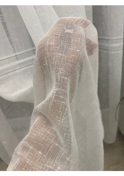 Maria Keten Tül Perde – 1/3 Sık Pileli, Şerit Desenli, Kırışmaz, Ütü Gerektirmez, Modern Şık Tasarım