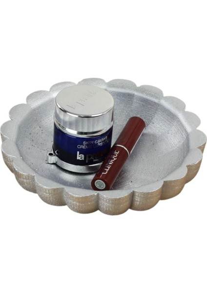 Gümüş Renkli Çok Bölmeli Kozmetik Düzenleyici, Makyaj Organizatörü, 8 Bölmeli