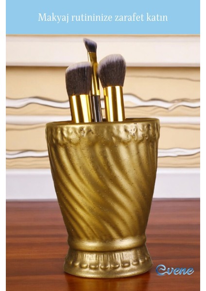Altın Eskitme Makyaj Organizeri ve Fırçalık, Şık ve Düzenli Kullanım İçin 14 modelleri