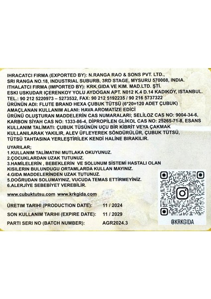 Elite Çubuk Tütsü (Luban) Hexa Loban 1 Adet=20 Çubuk 1 Adet