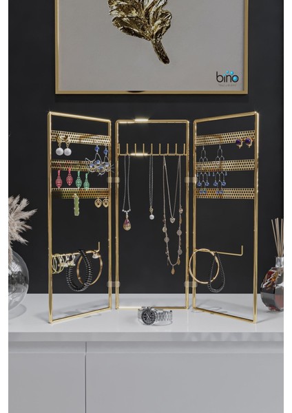 Şık 3'lü Takı Standı, Düzenleyici, Küpe, Bileklik ve Kolye Organizer