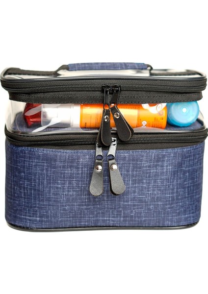 Çift Bölmeli Seyahat Kozmetik Çantası, Şık ve Kullanışlı Makyaj Organizeri