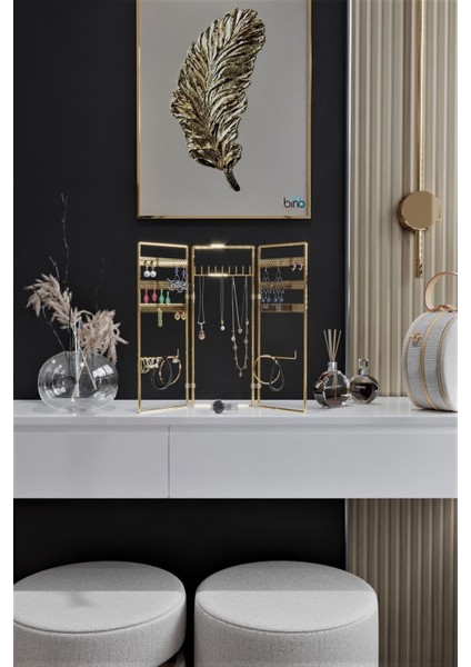 Şık 3'lü Takı Standı, Düzenleyici, Küpe, Bileklik ve Kolye Organizer