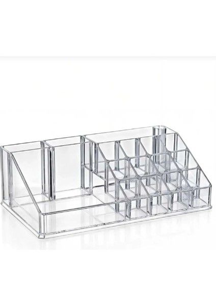 Şeffaf Çok Amaçlı Makyaj ve Kozmetik Düzenleyici, 16 Bölmeli, Fırça ve Pamuk Saklama modelleri