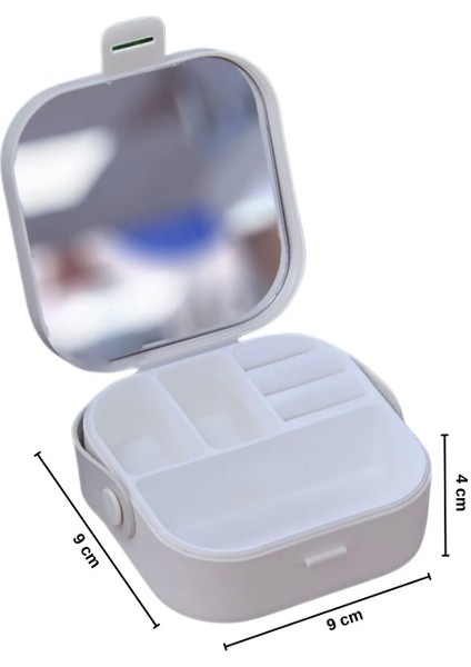 Mini Seyahat Takı ve Makyaj Düzenleyici Kutu, Beyaz, 9X9X4 cm fırsatları
