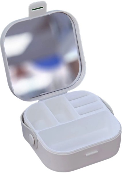 Mini Seyahat Takı ve Makyaj Düzenleyici Kutu, Beyaz, 9X9X4 cm indirimleri