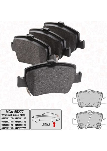 55277 / Toyota Corolla 07-12 / Aurıs 2013 / 1.4 D4D Dizel Arka Fren Balatası