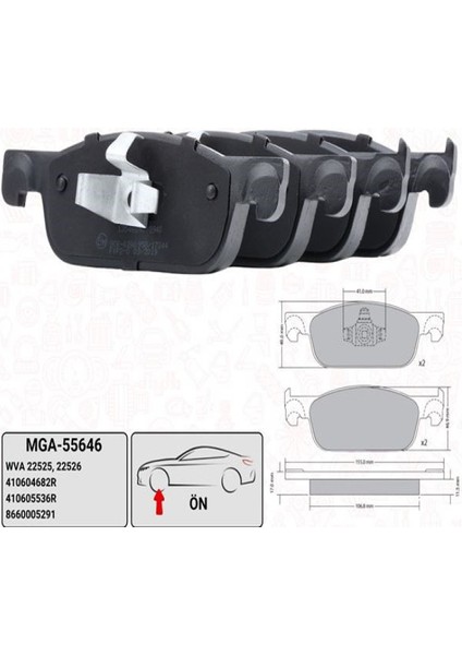 55646 / Renault Symbol Iı - Clıo Iv 4 - Sandero Iı Ön Fren Balatası (Geniş Tip)
