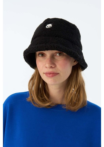 Panda Sherpa Bucket Hat - Siyah