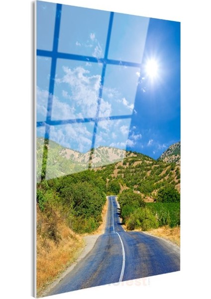 Dağ Yolu - Güneşli Vadiler Arasında Uzanan Yolculuk Cam Tablo