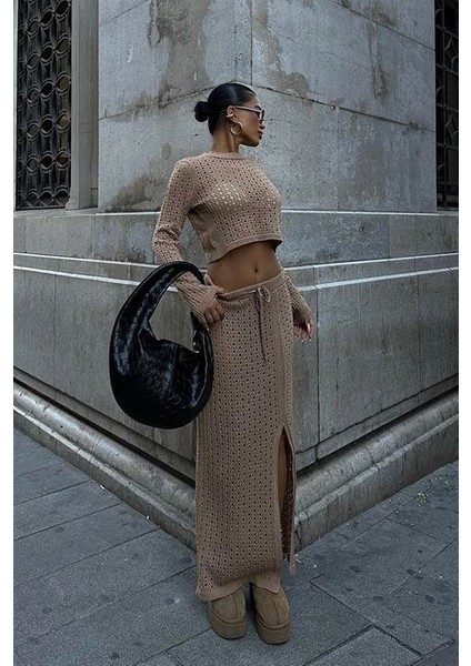 Macey Kroşe Crop Takım 9882 fiyatları