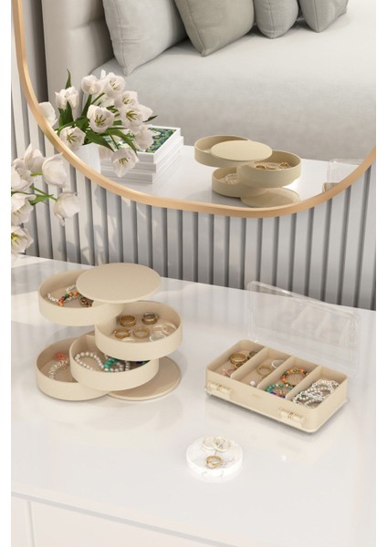 Şık 2'li Makyaj ve Kozmetik Düzenleyici Saklama Kutusu Seti