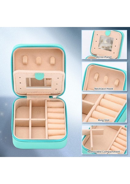 Yeşil Seyahat Boy Aynalı 3 Bölmeli Takı Organizer Kutusu fırsatları