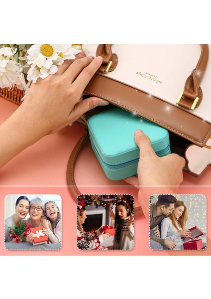 Yeşil Seyahat Boy Aynalı 3 Bölmeli Takı Organizer Kutusu indirimleri