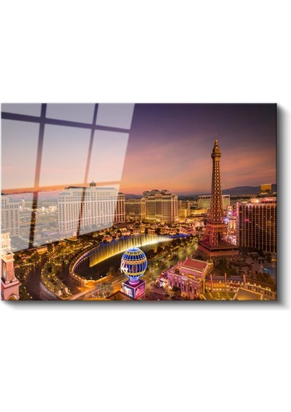 Las Vegas Bulvarı - Işıklı Mimari Şov Cam Tablo fiyatları