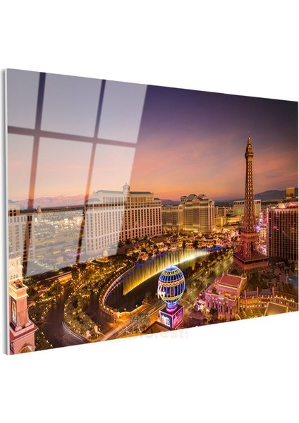Las Vegas Bulvarı - Işıklı Mimari Şov Cam Tablo modelleri