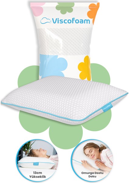Boyun Destekli Ortopedik Yastık Tombul Visco Yastık - 59x39x13cm